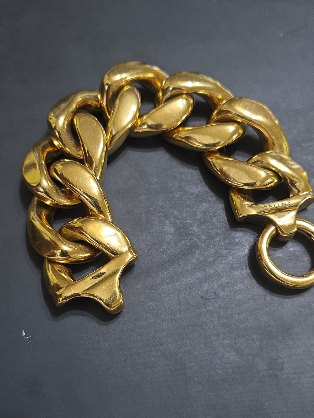 Celine Gold Chunky Curb Chain Bracelet